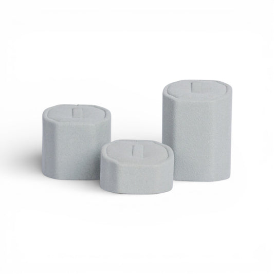 Micro Fabric Ring Holder Set – Hexagonal Pillar Form (3 Pieces)